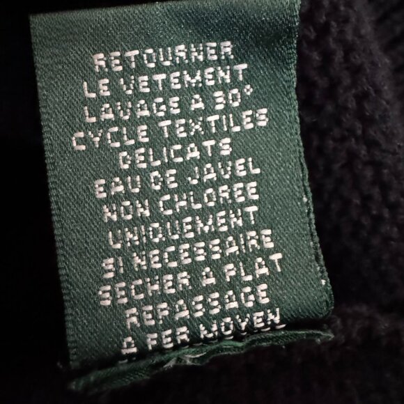 Lauren Ralph Lauren Shawl Collar Sweater Gold Toggle Pullover Black/NavyBlue XL - Picture 6 of 7